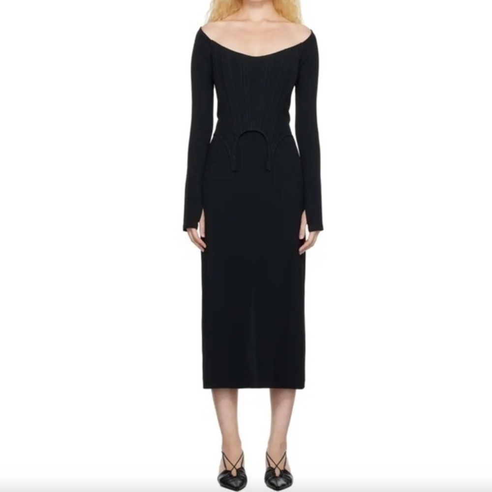 Dion Lee Arch Longline Corset Off Shoulder Dress in Black Size 2